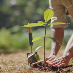 Image of two people planting a little tree.