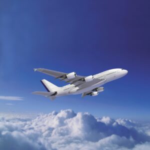 Airbus A380 in a cloudy sky in square format Airbus A380 in a cloudy sky in square format