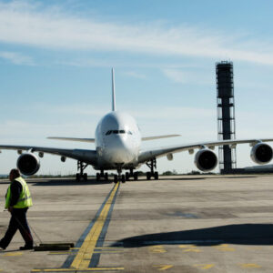 A380 on runway A380 on runway on a sunny day