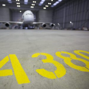 A380 in Hangar A380 in hangar from frog's perspective